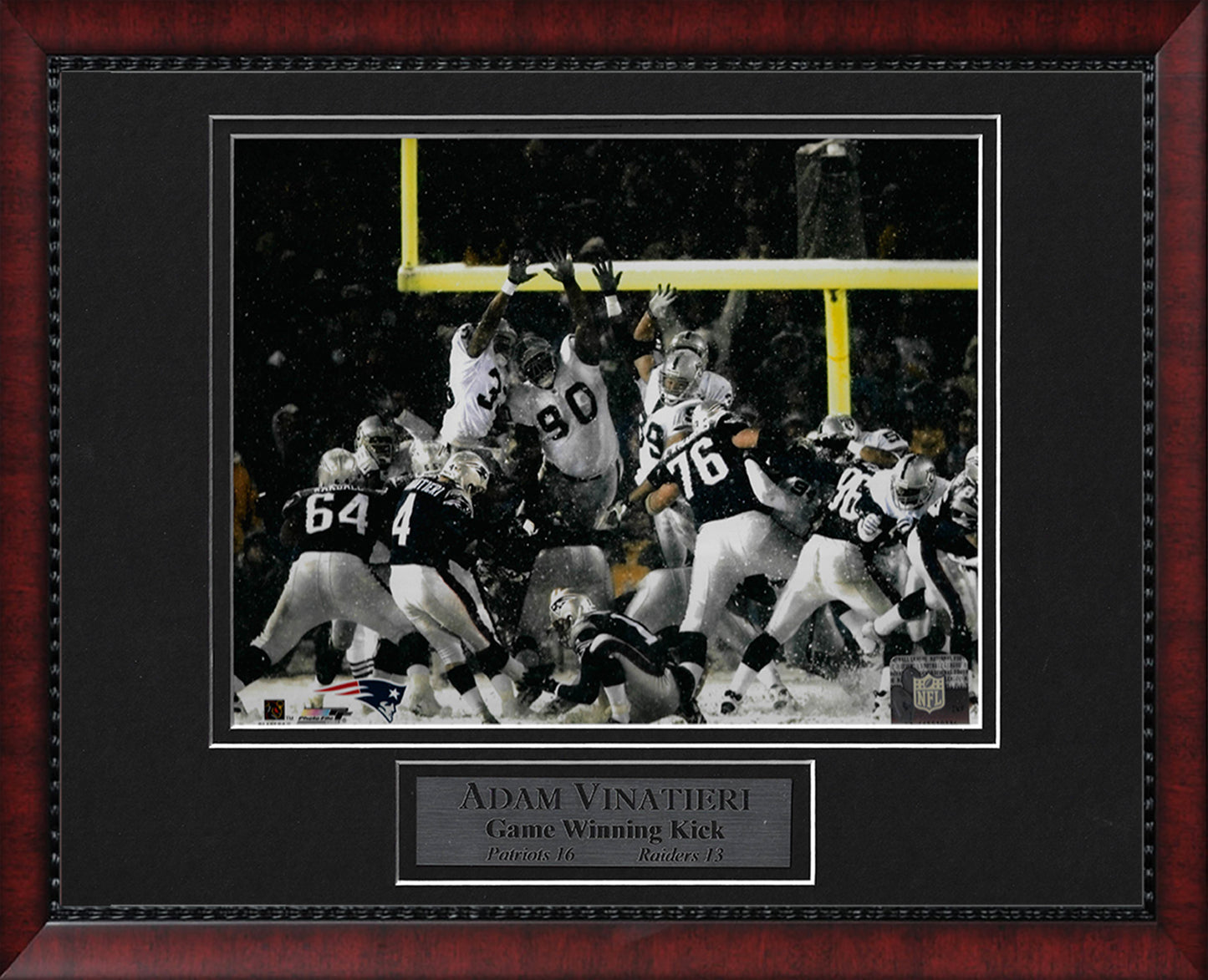 Adam Vinatieri Photo AFC Playoff Game 2002 Snow Kick 11x14