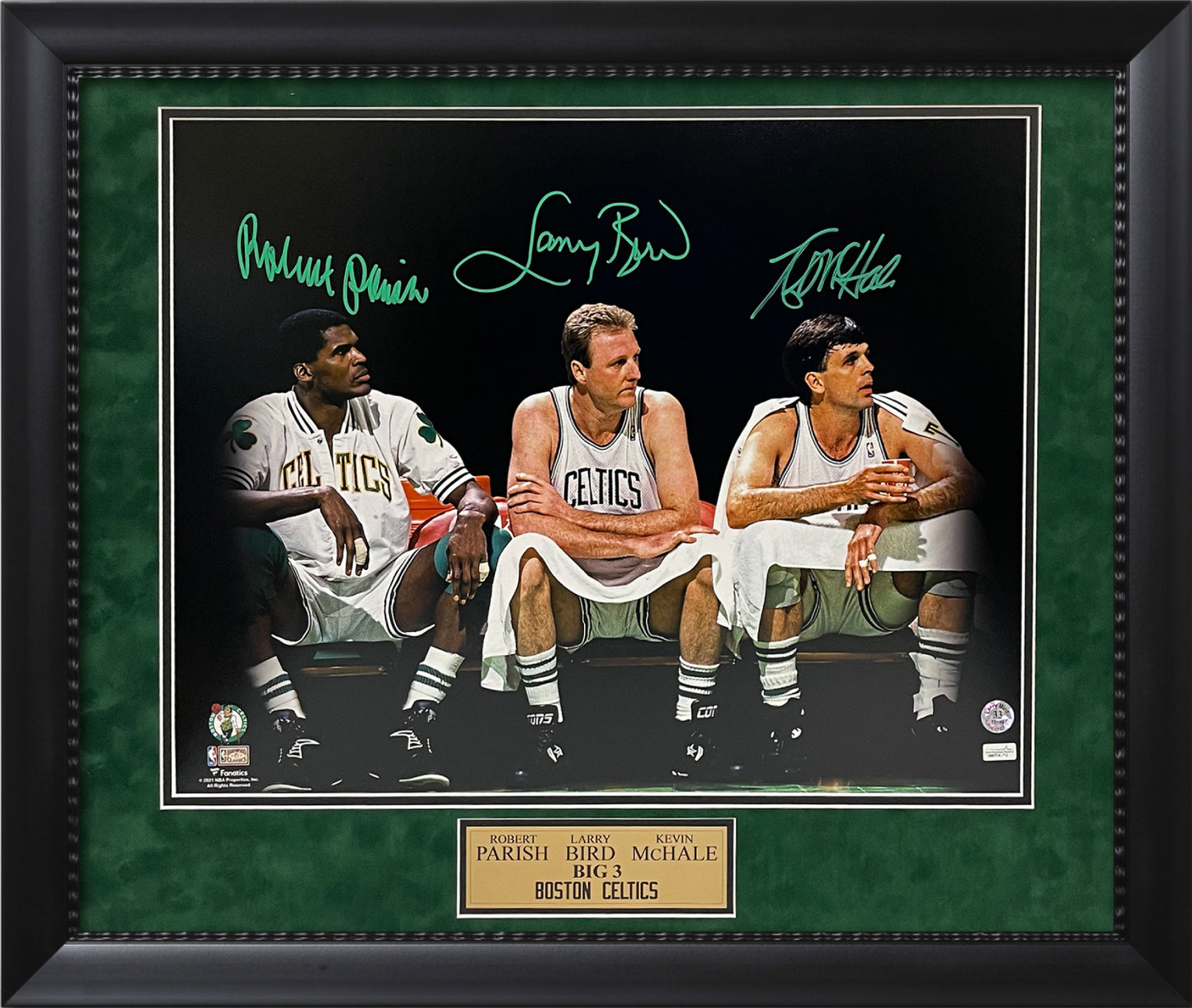 Robert Parish Larry Bird Kevin McHale Triple Autograph Photo 23x27 Larry Bird Authenticated Hologram