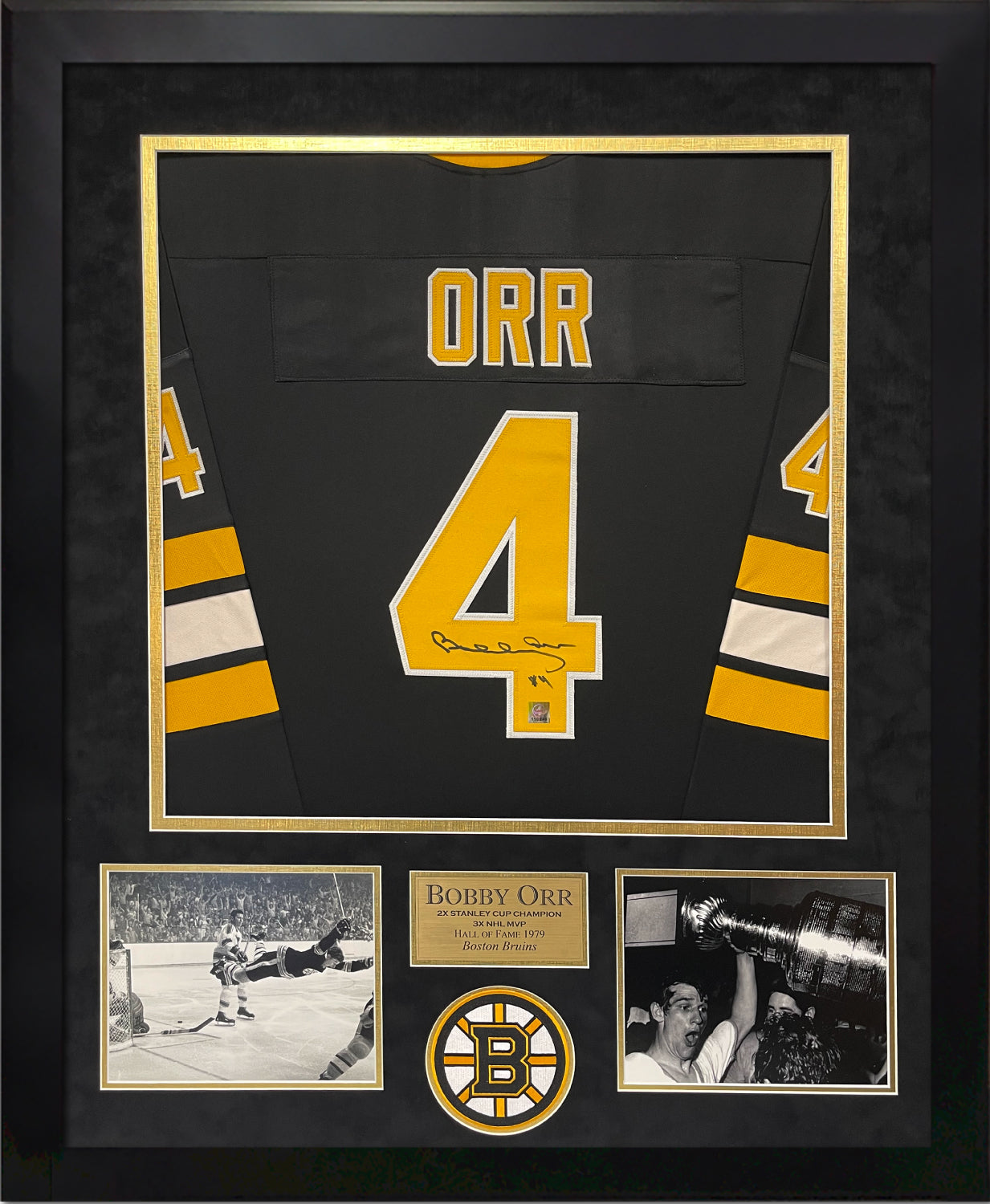 Bobby Orr Autograph Jersey Boston Bruins Black Framed 37x45