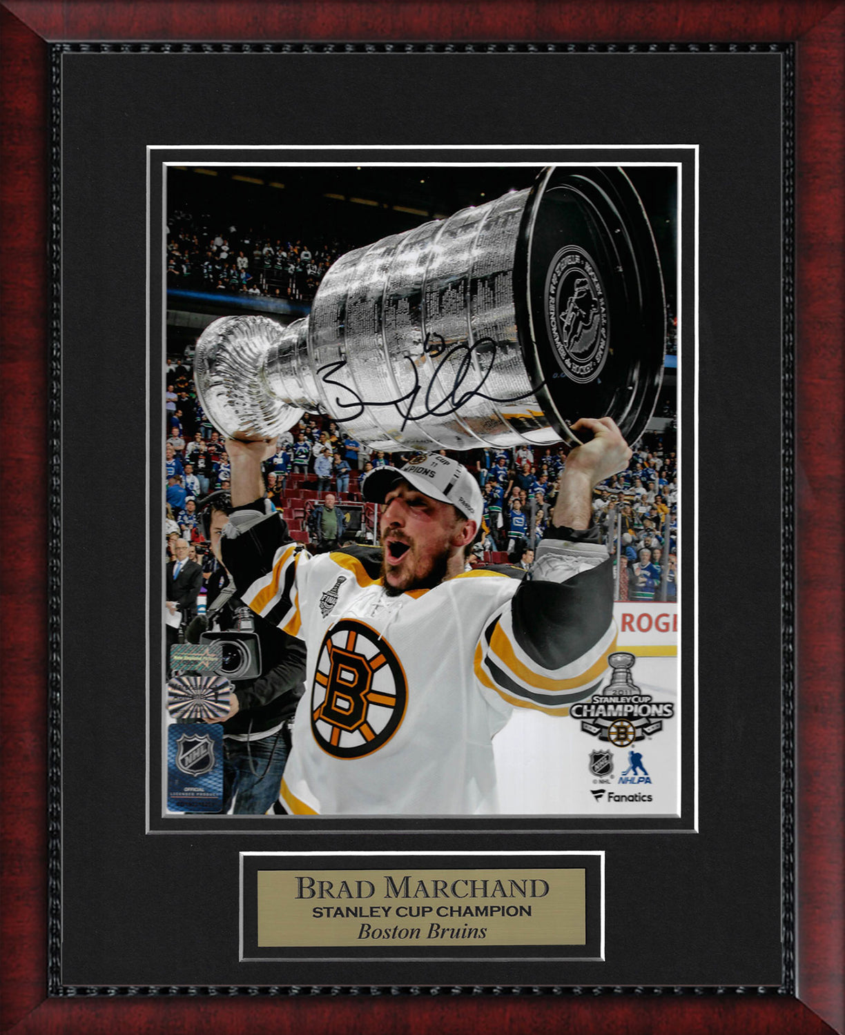 Brad Marchand Autograph Photo Hold Stanley Cup 11x14