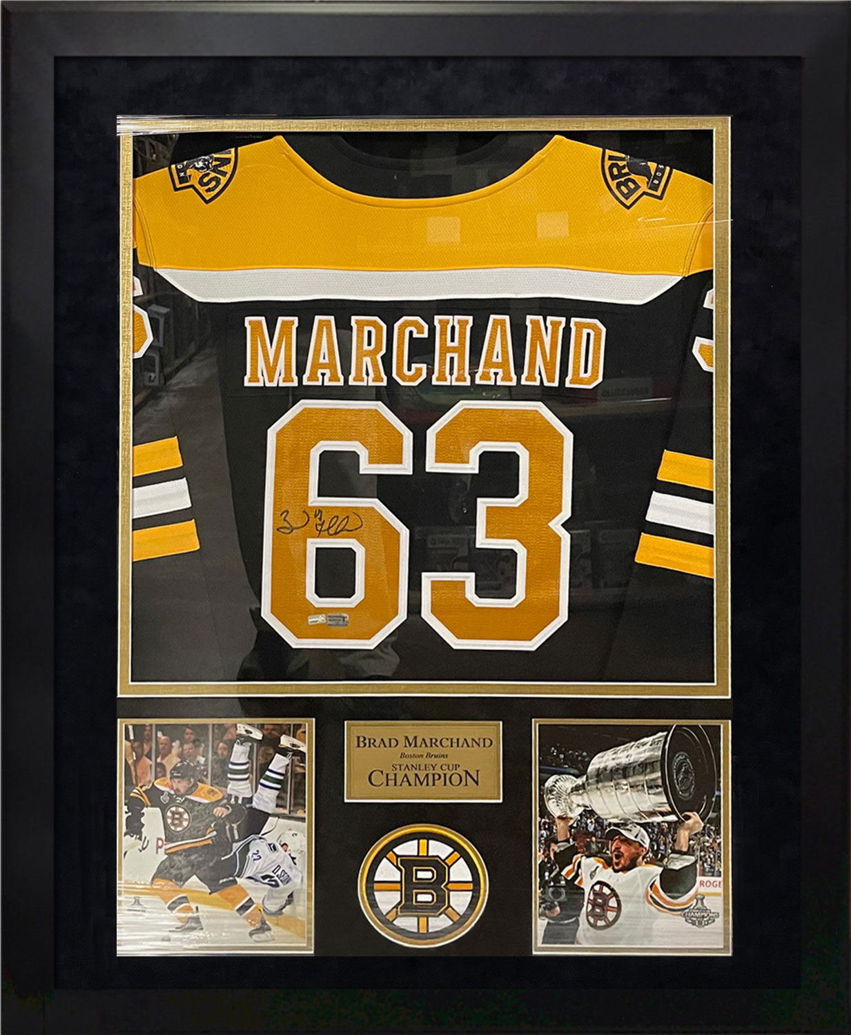 Brad Marchand Autograph Jersey Framed 37x45