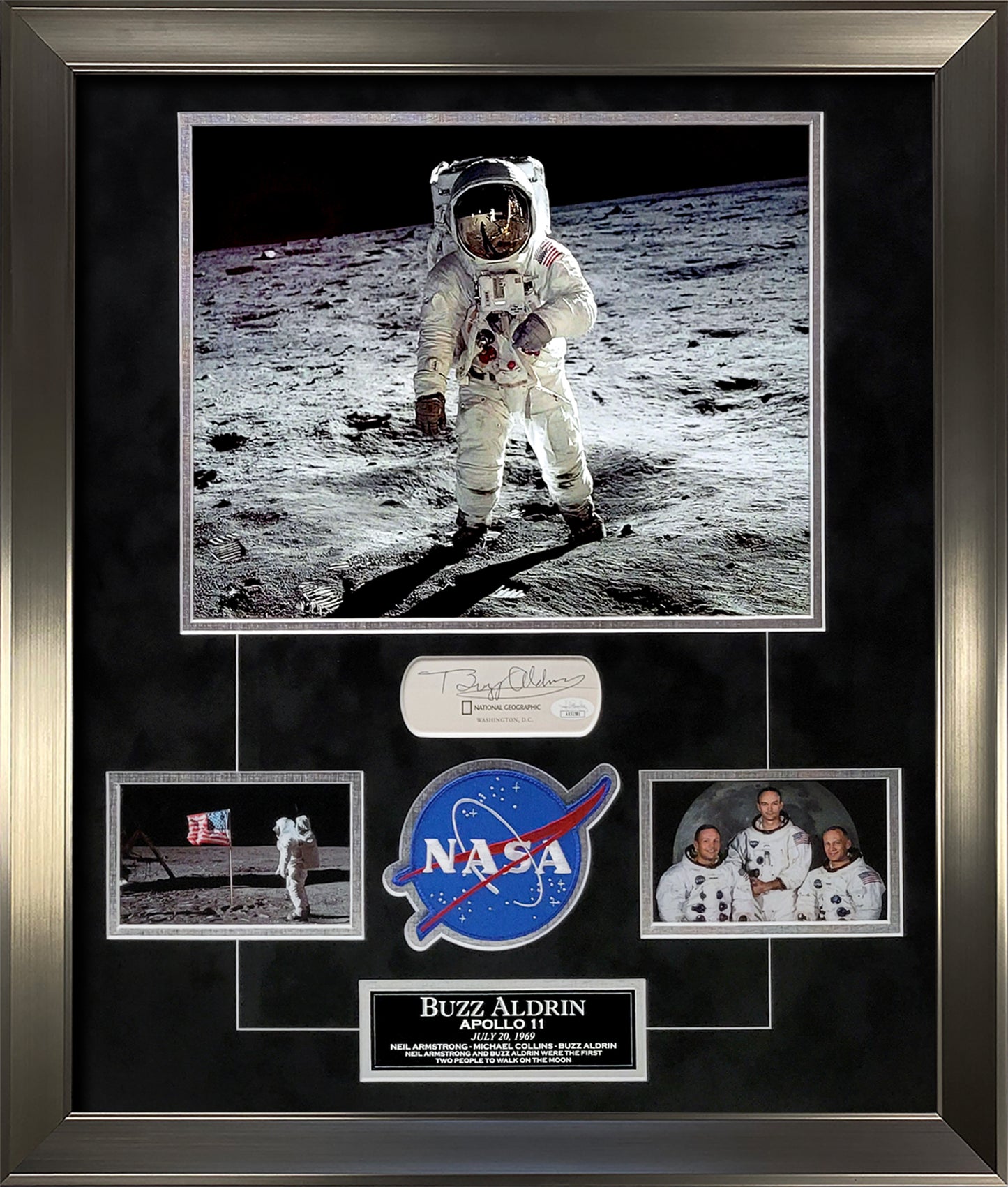 Buzz Aldrin Autograph Collage 23x27 JSA Authentication
