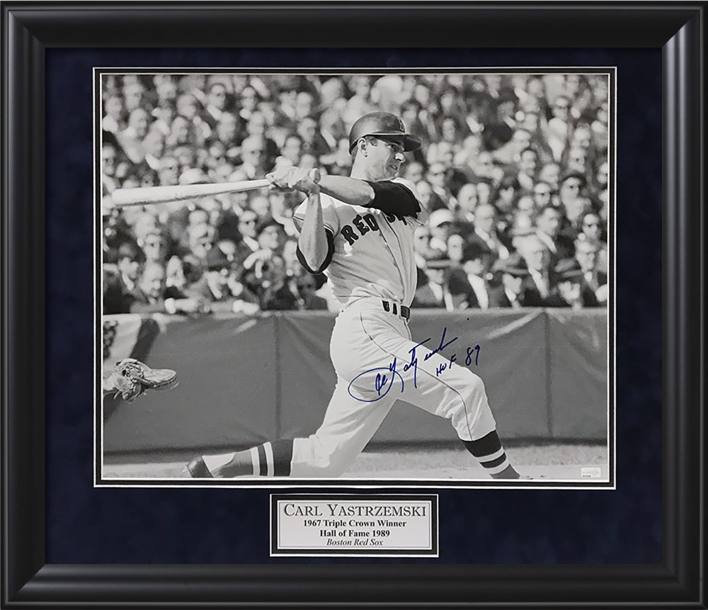 Carl Yastrzemski Autograph Photo Swing 23x27 New England Picture Authentication