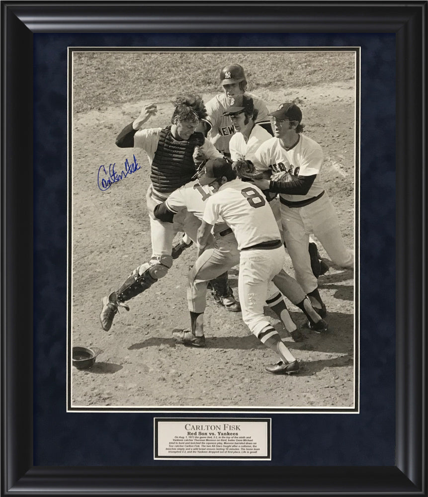 Carlton Fisk Autograph Photo Fight Thurman Munson 23x27
