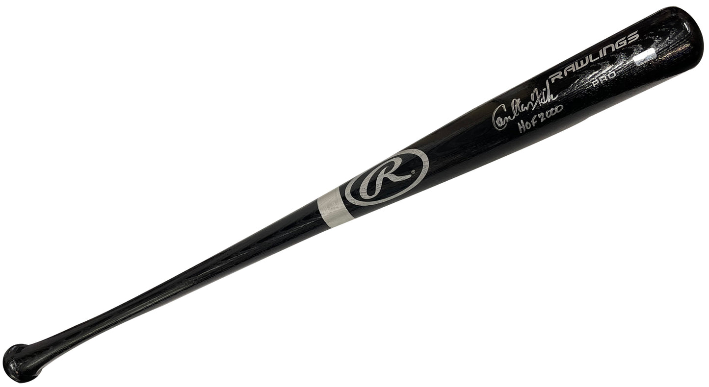 Carlton Fisk Autograph Black Bat With HOF 2000 Inscription