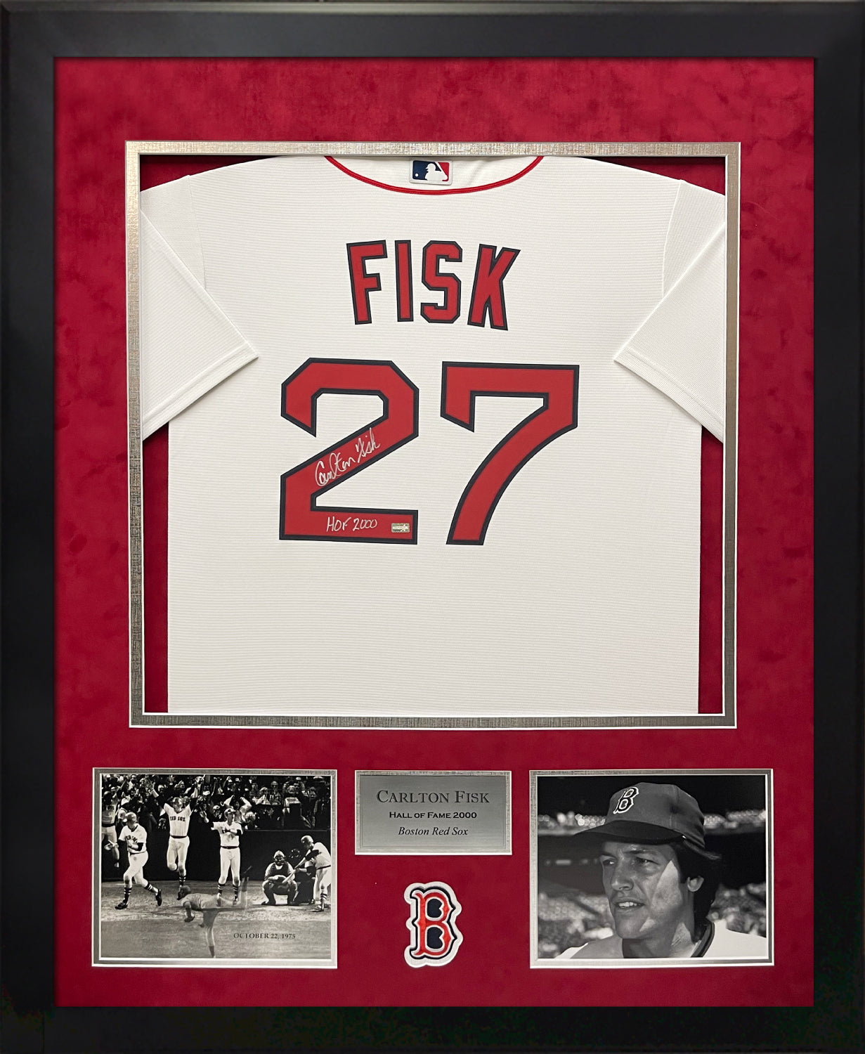 Carlton Fisk Autograph Jersey W/ Inscription Framed 37x45
