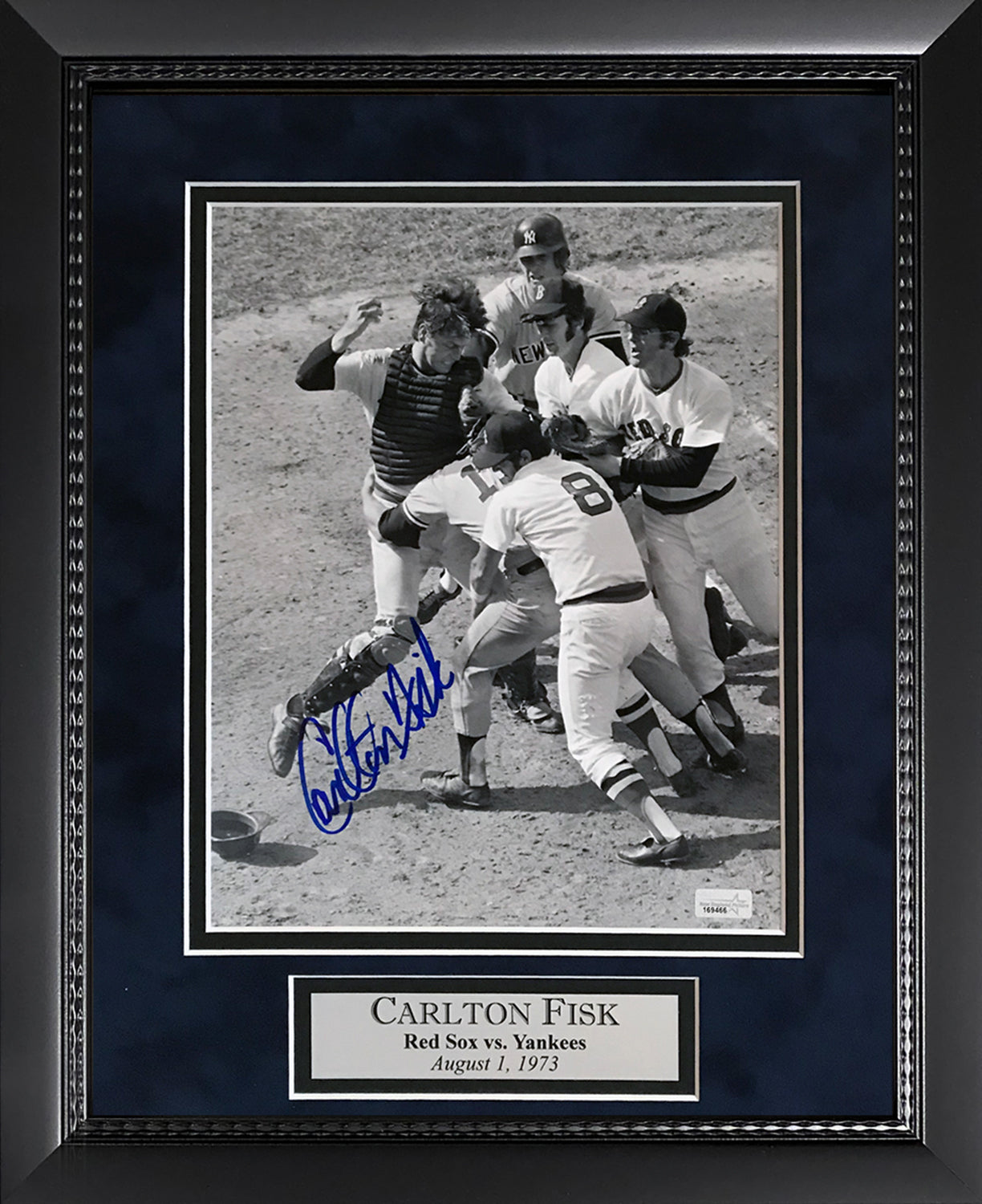 Carlton Fisk Autograph Photo Fight with Munson 11x14