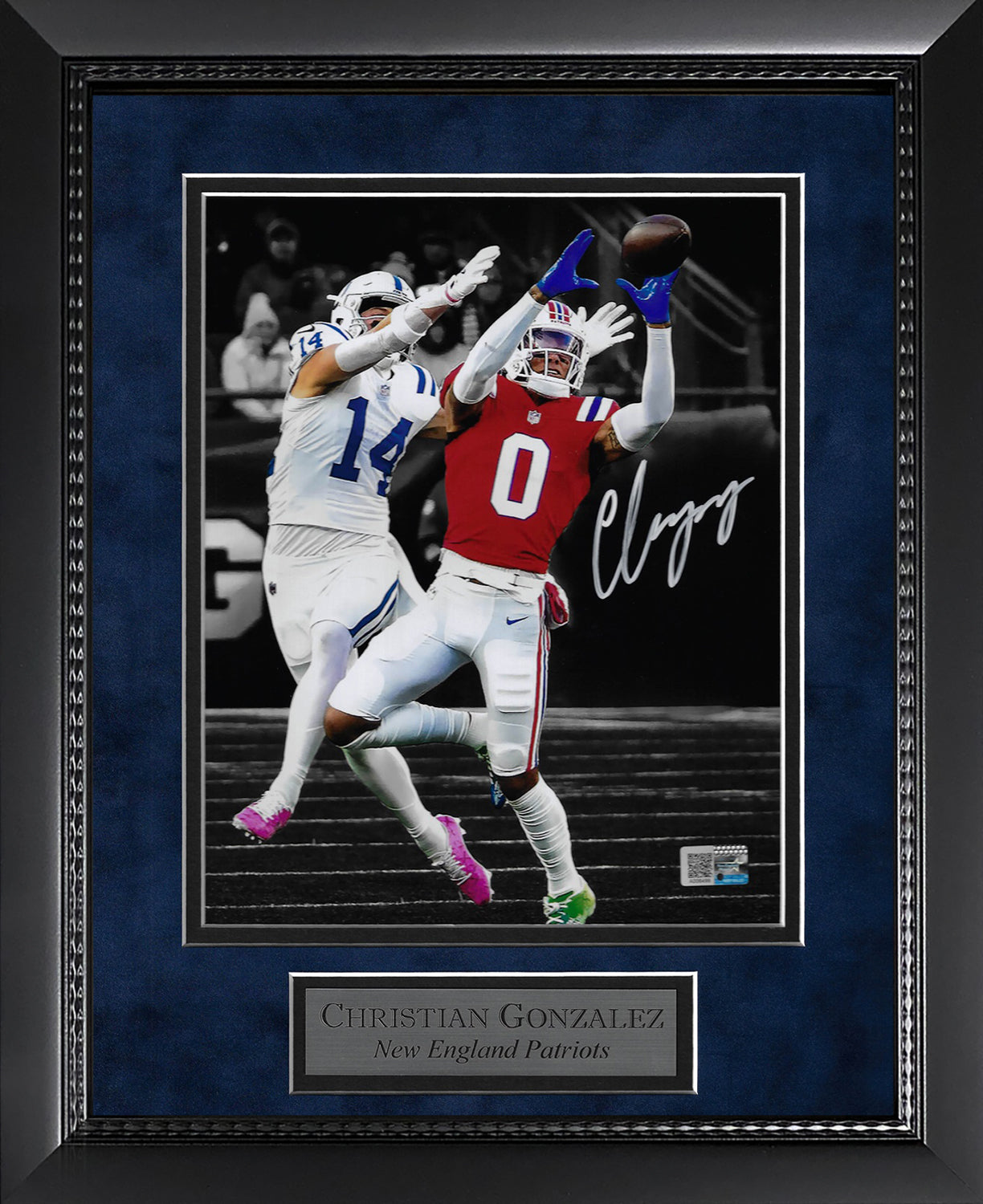 Christian Gonzalez Autograph Photo Interception Spotlight 11x14