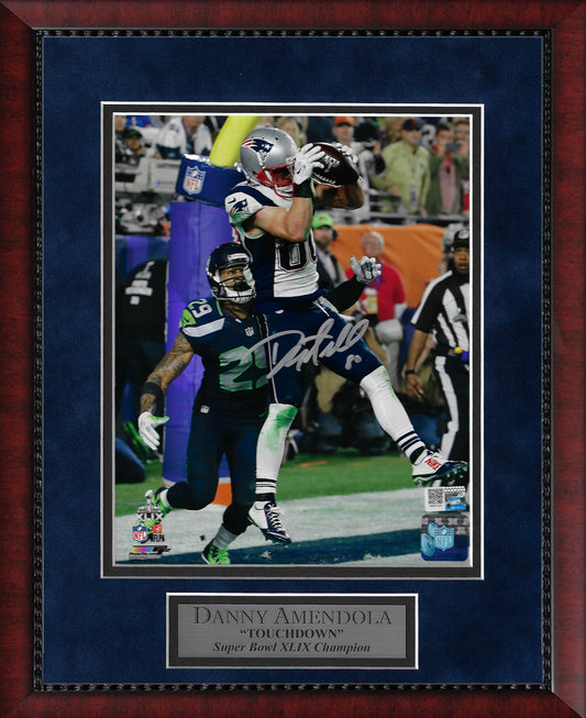 Danny Amendola Autograph 8x10 Photo - Touchdown Catch - New England Patriots - Framed 13x16 - New England Picture Authentication