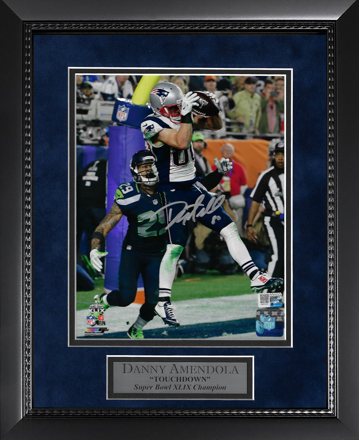 Danny Amendola Autograph 8x10 Photo - Touchdown Catch - New England Patriots - Framed 13x16 - New England Picture Authentication