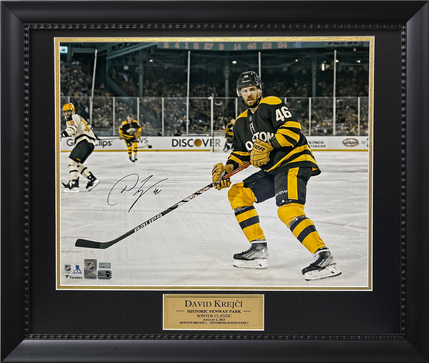 David Krejci Autograph Photo Winter Classic 2023 23x27 New England Picture Authentication