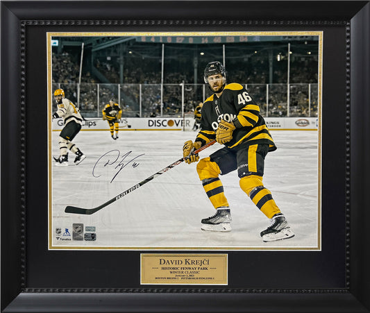 David Krejci Autograph Photo Winter Classic 2023 23x27 New England Picture Authentication
