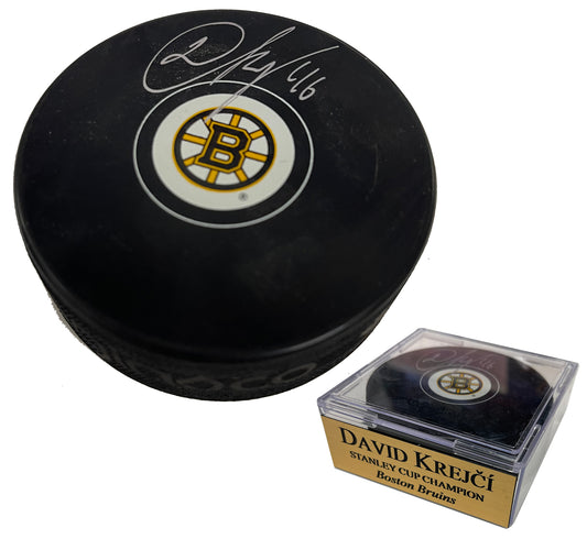 David Krejci Autograph Puck