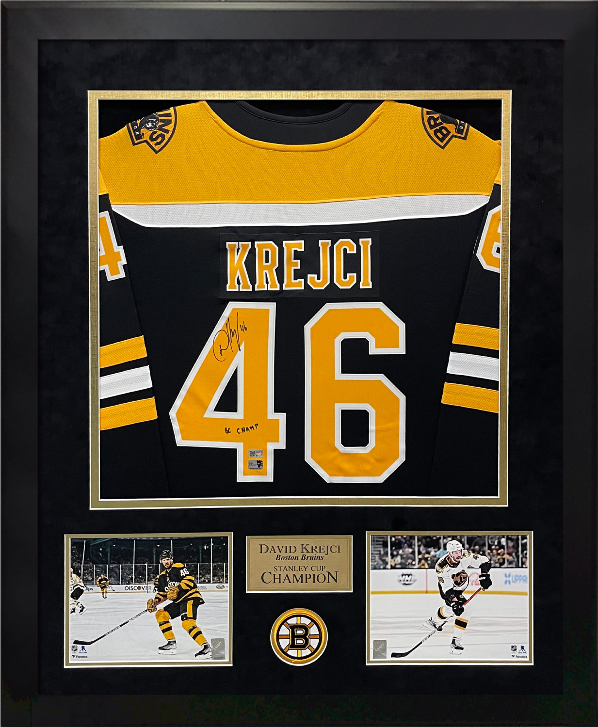 David Krejci Autograph Jersey W/ Inscription Framed 37x45