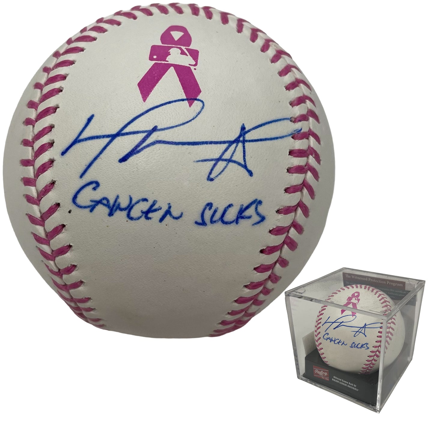 David Ortiz Autograph Breast Cancer Awareness Month Baseball