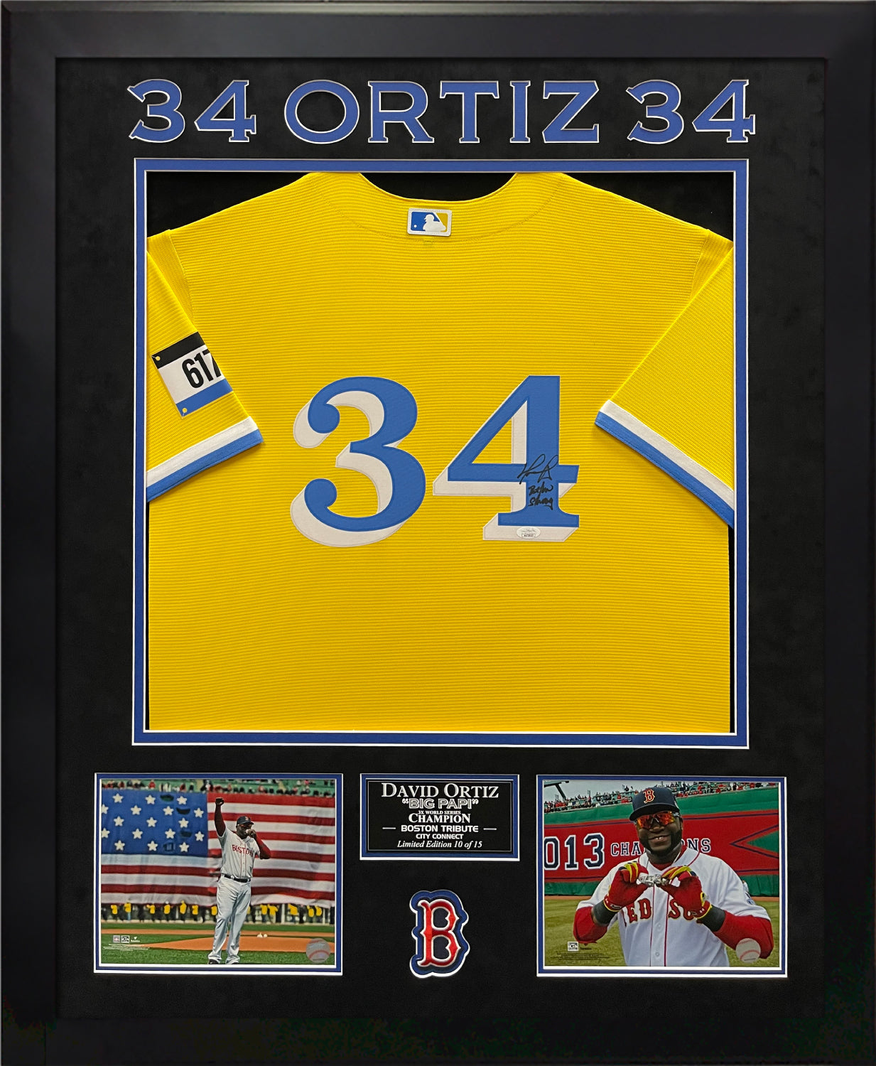 David Ortiz Autograph City Connect Jersey W/ Inscription Framed 37x45