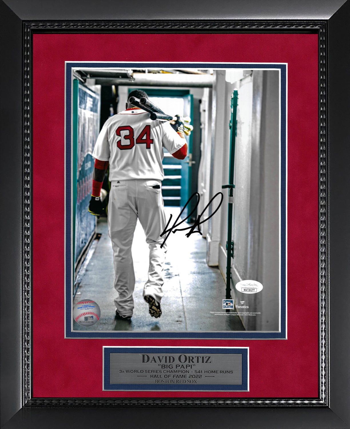 David Ortiz Autograph Photo Tunnel Walk 11x14