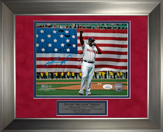 David Ortiz Autograph Photo Boston Strong Speech 11x14