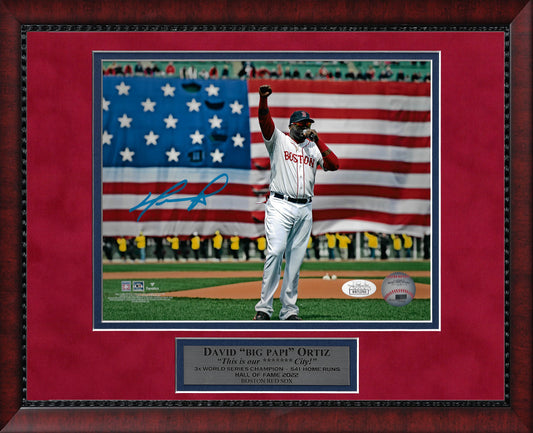 David Ortiz Autograph Photo Boston Strong Speech 11x14