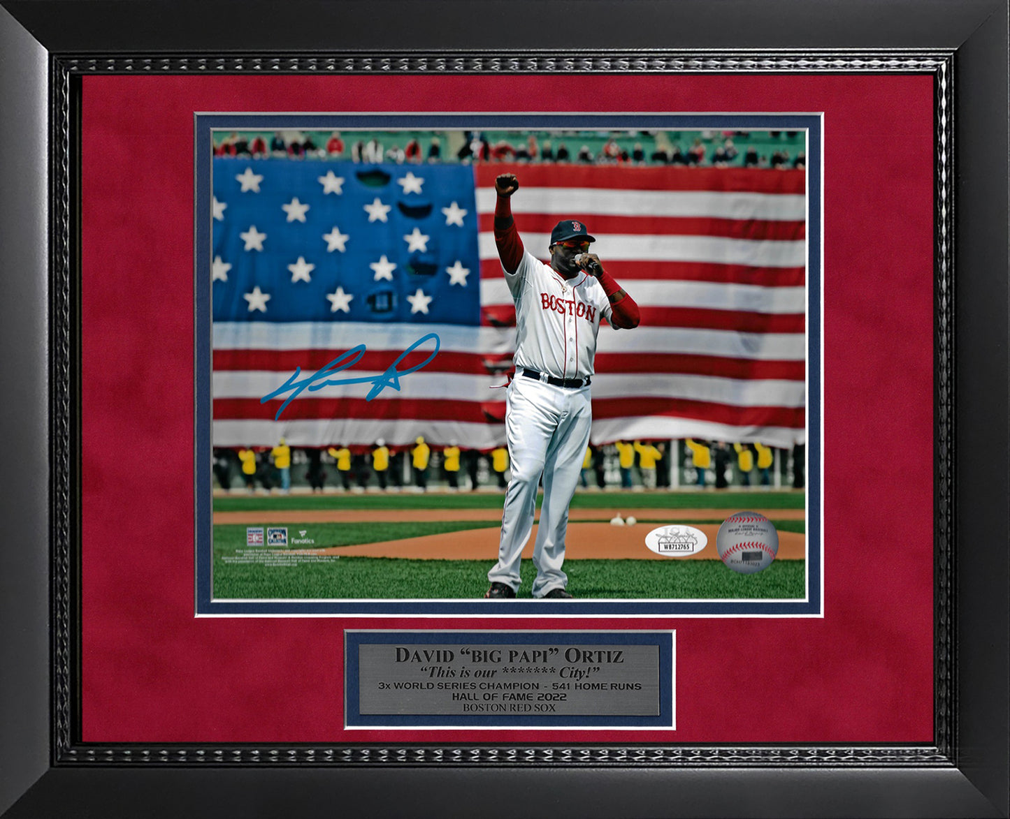 David Ortiz Autograph Photo Boston Strong Speech 11x14