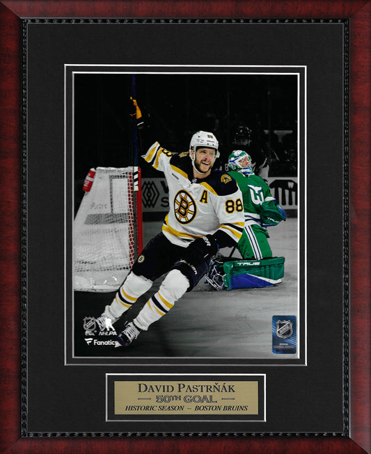 David Pastrnak Photo 50th Goal Spotlight 11x14