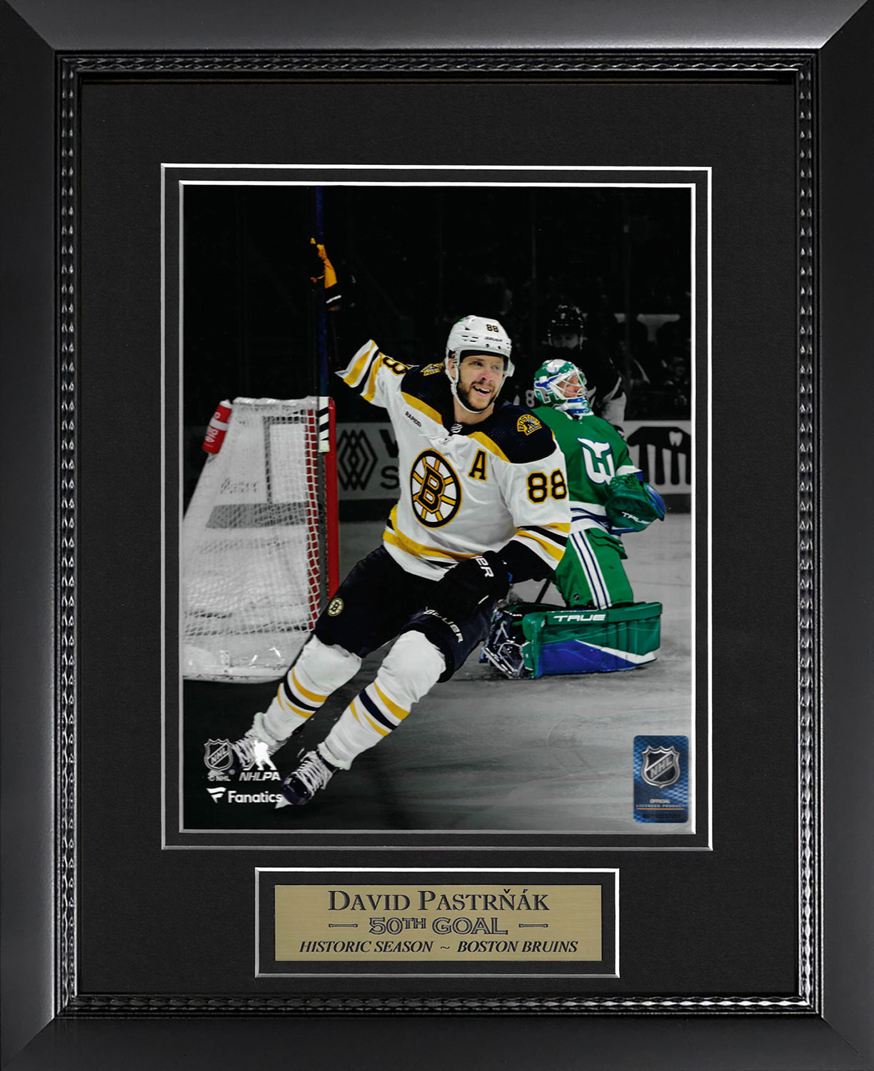 David Pastrnak Photo 50th Goal Spotlight 11x14