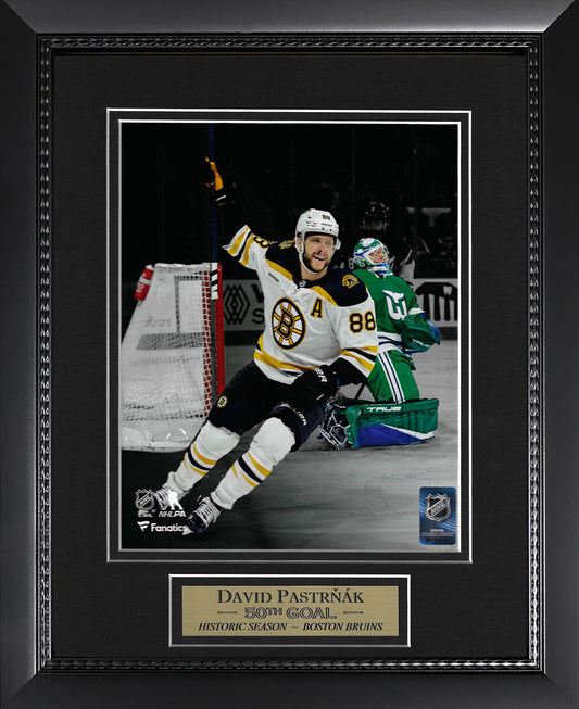 David Pastrnak Photo 50th Goal Spotlight 11x14