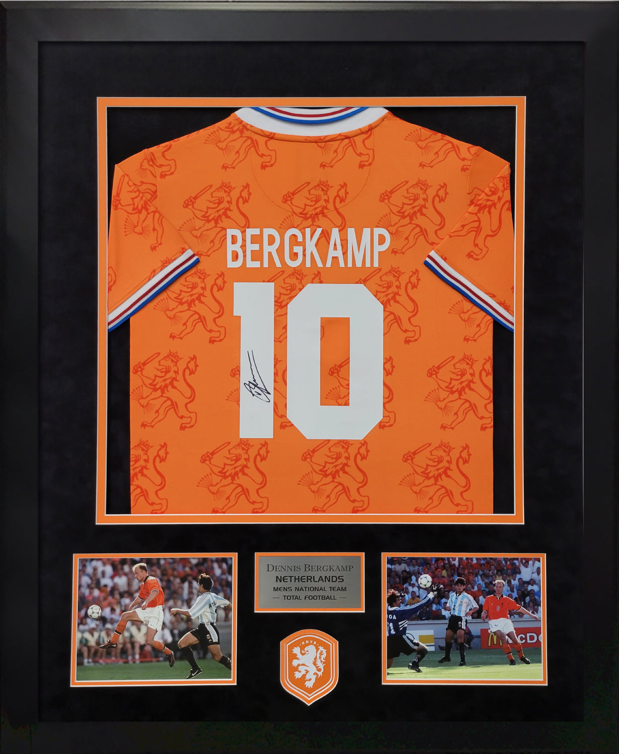 Dennis Bergkamp Autograph Jersey Netherlands 1994 Framed 37x45