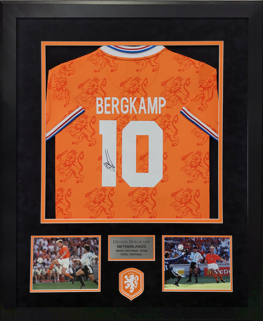 Dennis Bergkamp Autograph Jersey Netherlands 1994 Framed 37x45