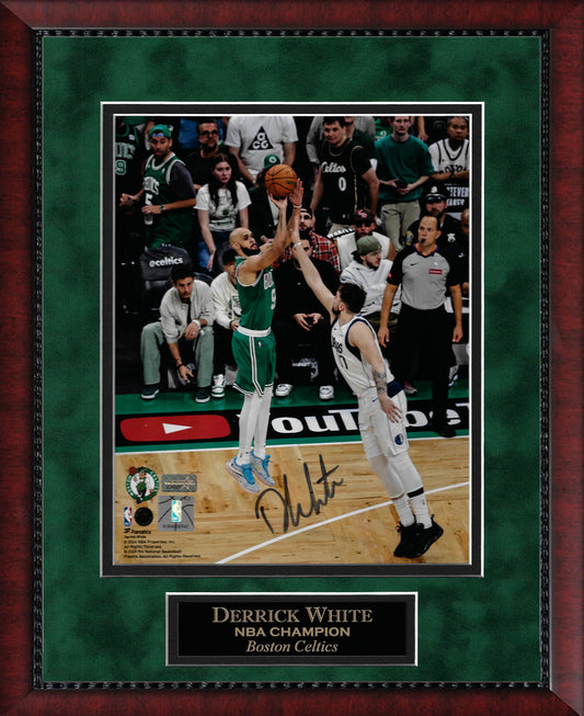 Derrick White Autograph Photo Shoot Over Doncic 11x14