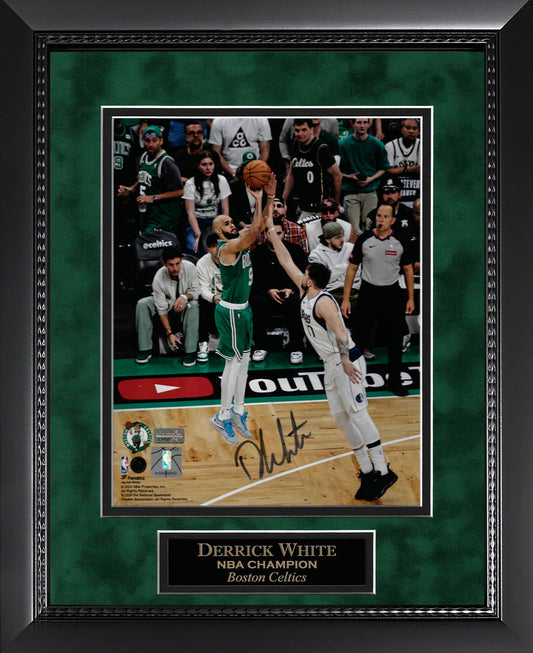 Derrick White Autograph Photo Shoot Over Doncic 11x14