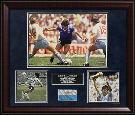 Diego Maradona Autograph Photo Argentina 3 Way 23x27