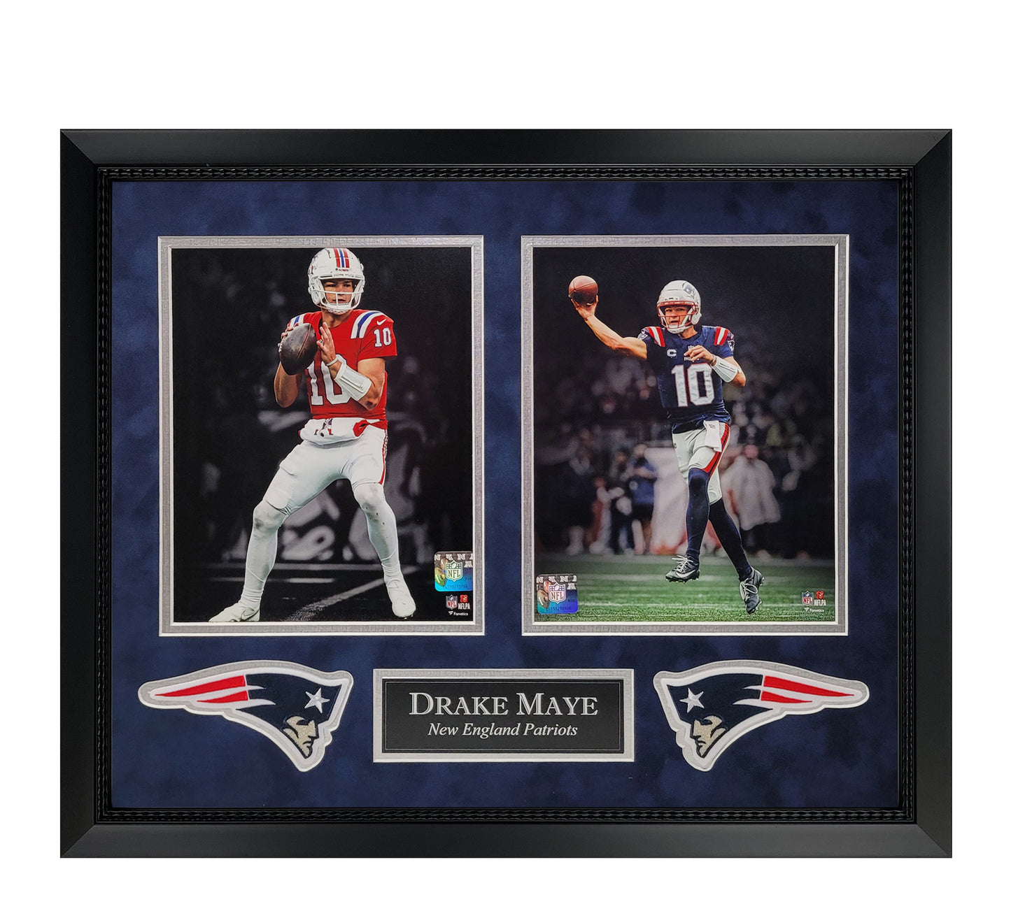 Drake Maye 8x10 Photos - 2 Way Collage - New England Patriots - Framed 18x22