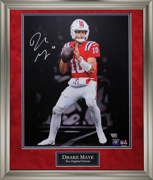 Drake Maye Autograph Photo First Start Spotlight 23x27 Fanatics Authentication