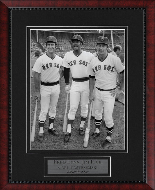 Fred Lynn, Jim Rice, Carl Yastrzemski Photograph - Posing With Bats - Boston Red Sox - Framed 13x16