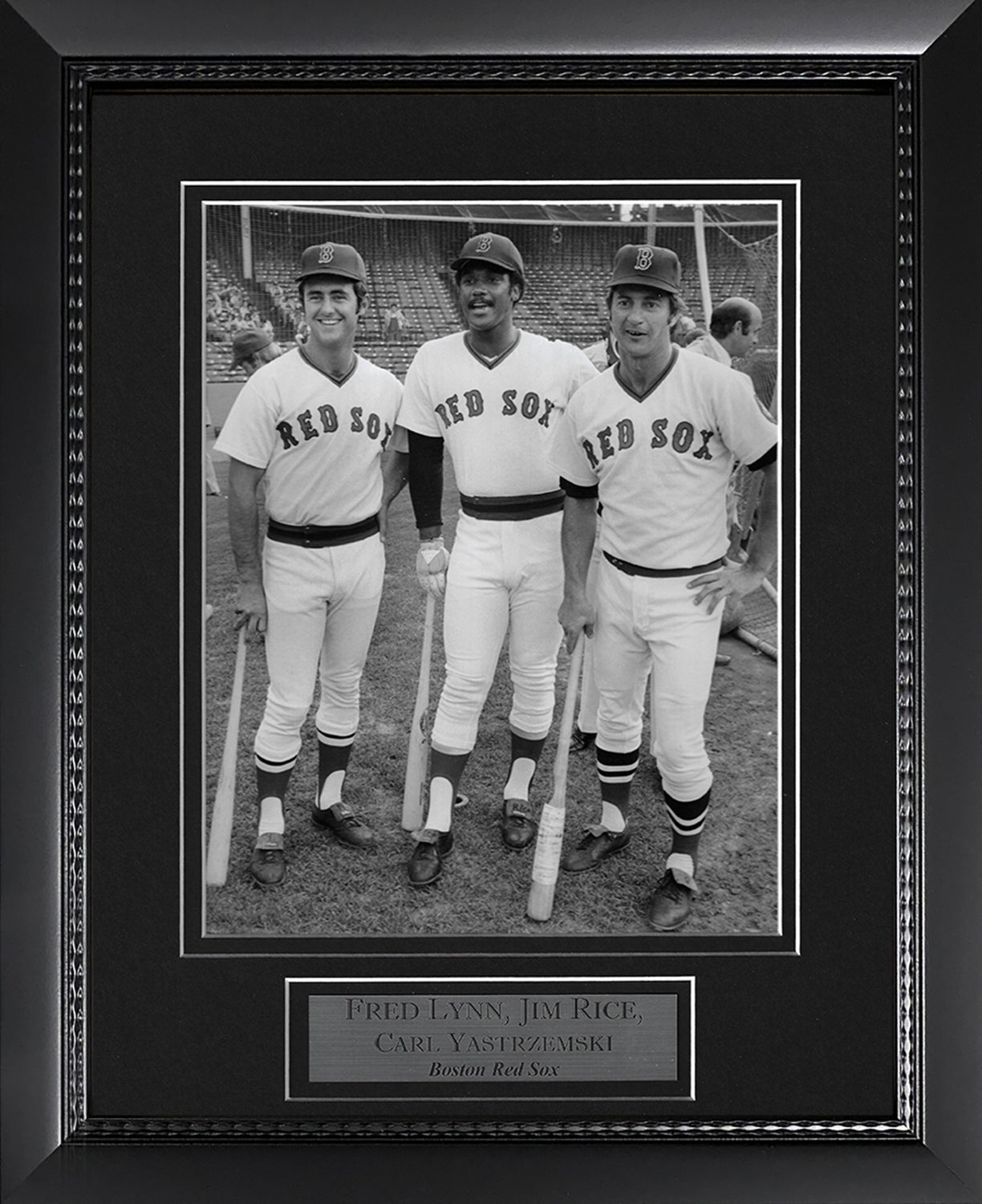 Fred Lynn, Jim Rice, Carl Yastrzemski Photograph - Posing With Bats - Boston Red Sox - Framed 13x16