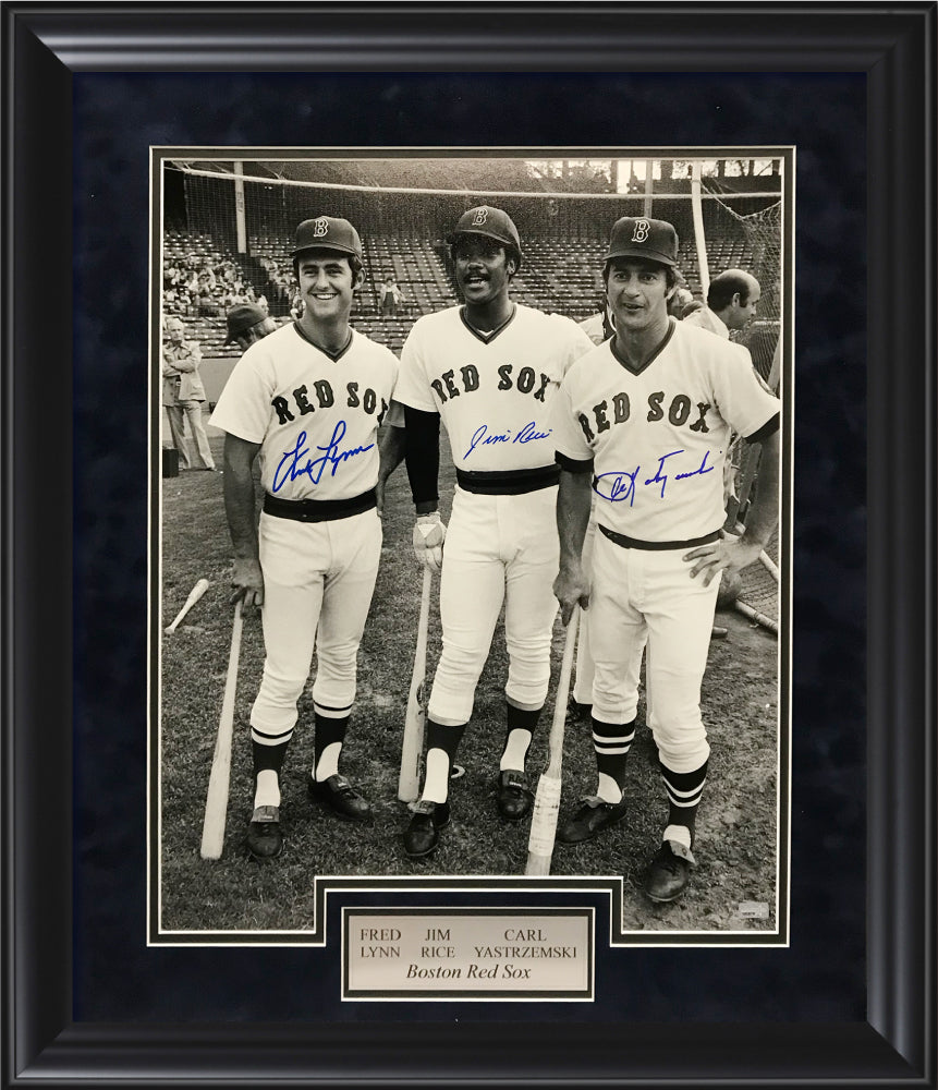 Fred Lynn Jim Rice Carl Yastrzemski Triple Autograph Photo 23x27 New England Picture Authentication
