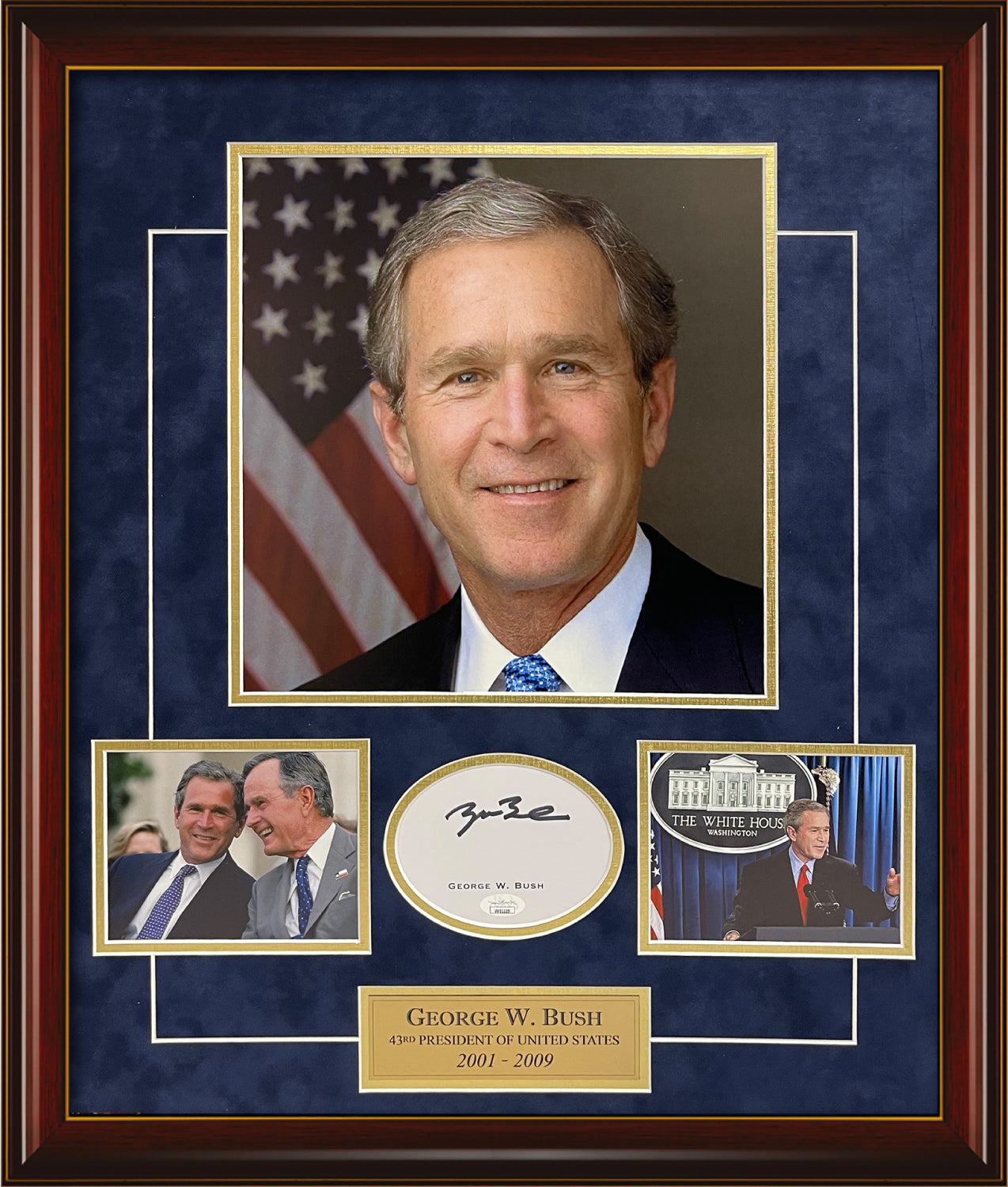 George W. Bush Autograph President Photo Collage 23x27 JSA Authentication