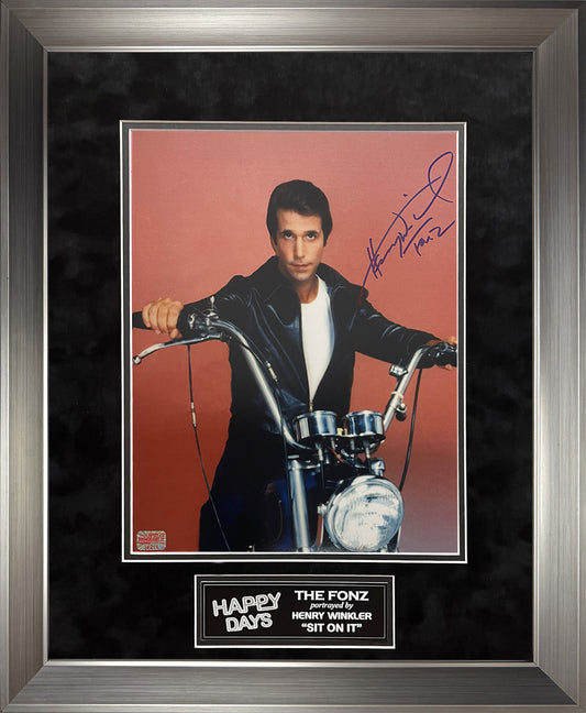 Henry Winkler Autograph Photo Motorcycle with Fonz Inscription 16x20