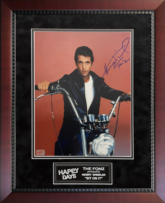 Henry Winkler Autograph Photo Motorcycle with Fonz Inscription 16x20