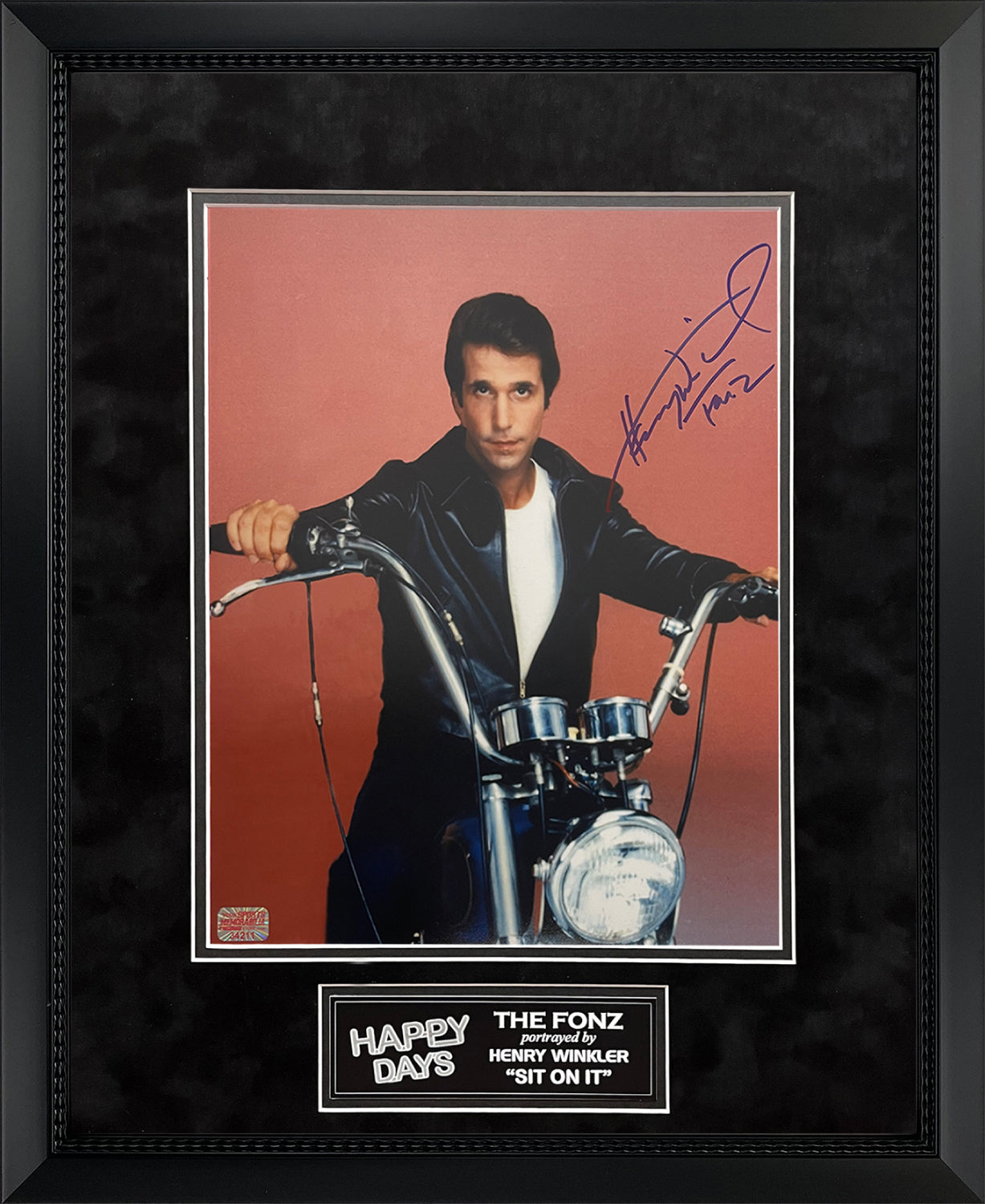 Henry Winkler Autograph Photo Motorcycle with Fonz Inscription 16x20