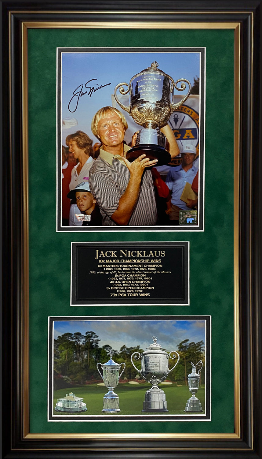 Jack Nicklaus Autograph Photo 2 Way Trophies 12x24