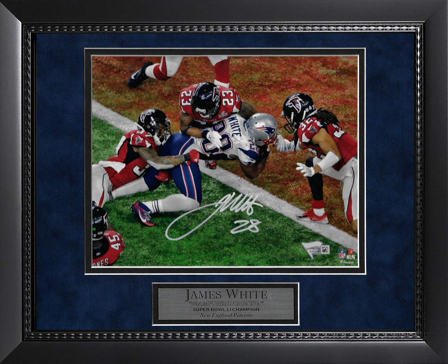 James White Autograph Photo Super Bowl LI Game Winning Touchdown 11x14