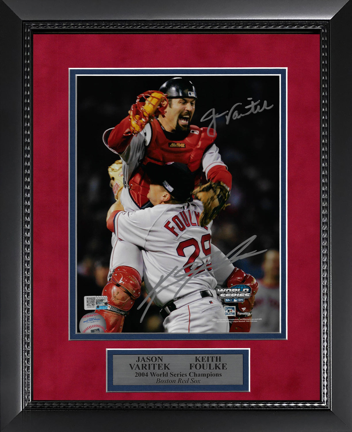 Jason Varitek Keith Foulke Double Autograph Photo World Series 2004 Celebration 11x14