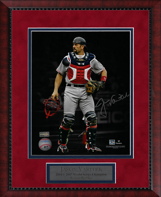 Jason Varitek Autograph Photo Red White & Blue Blacked Out 11x14