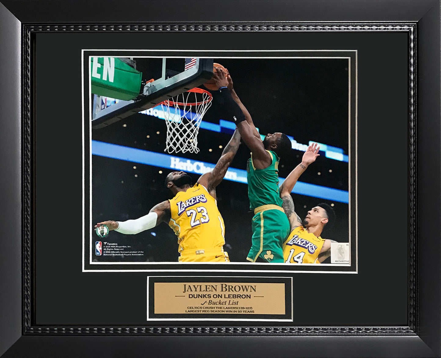 Jaylen Brown Photo Dunk Over LeBron James 11x14
