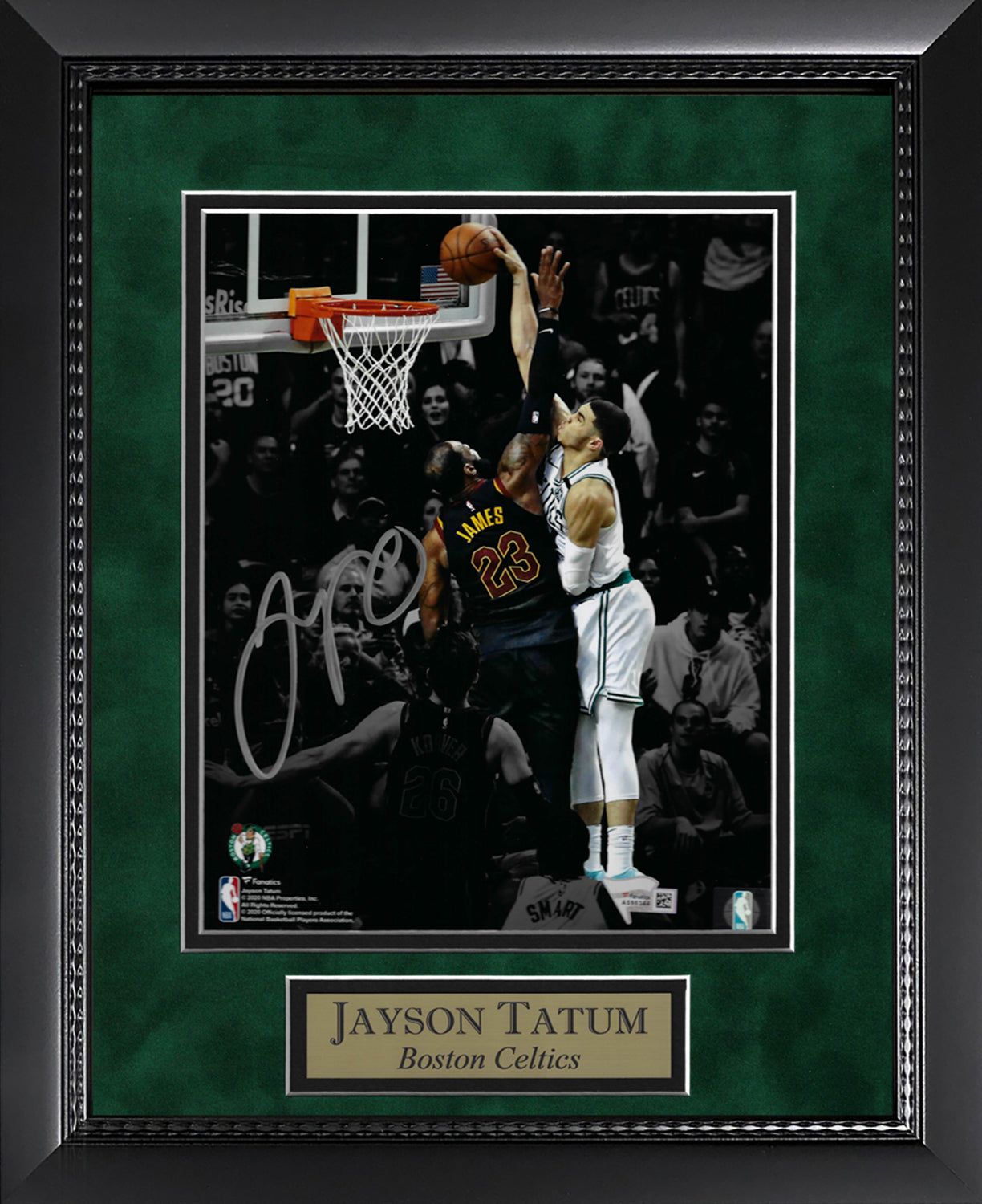 Jayson Tatum Autograph Photo Dunk Over LeBron James Spotlight 11x14
