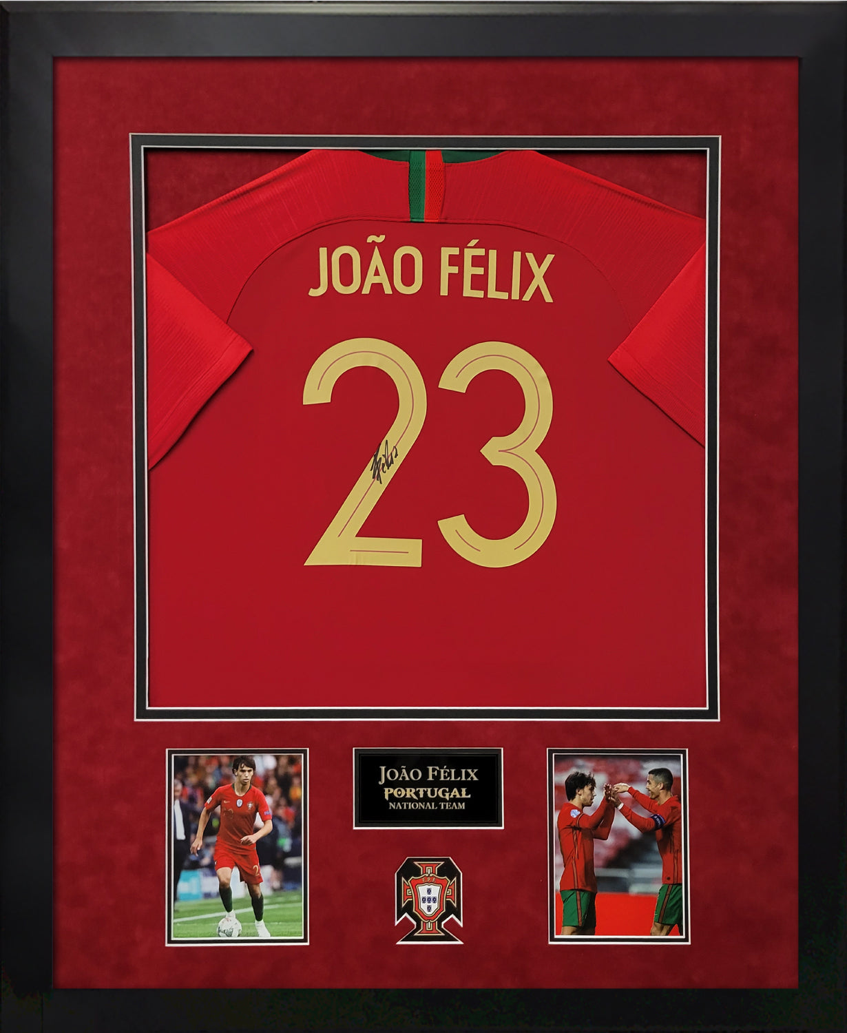 Joao Felix Autograph Jersey Portugal 2019-2020 Framed 37x45