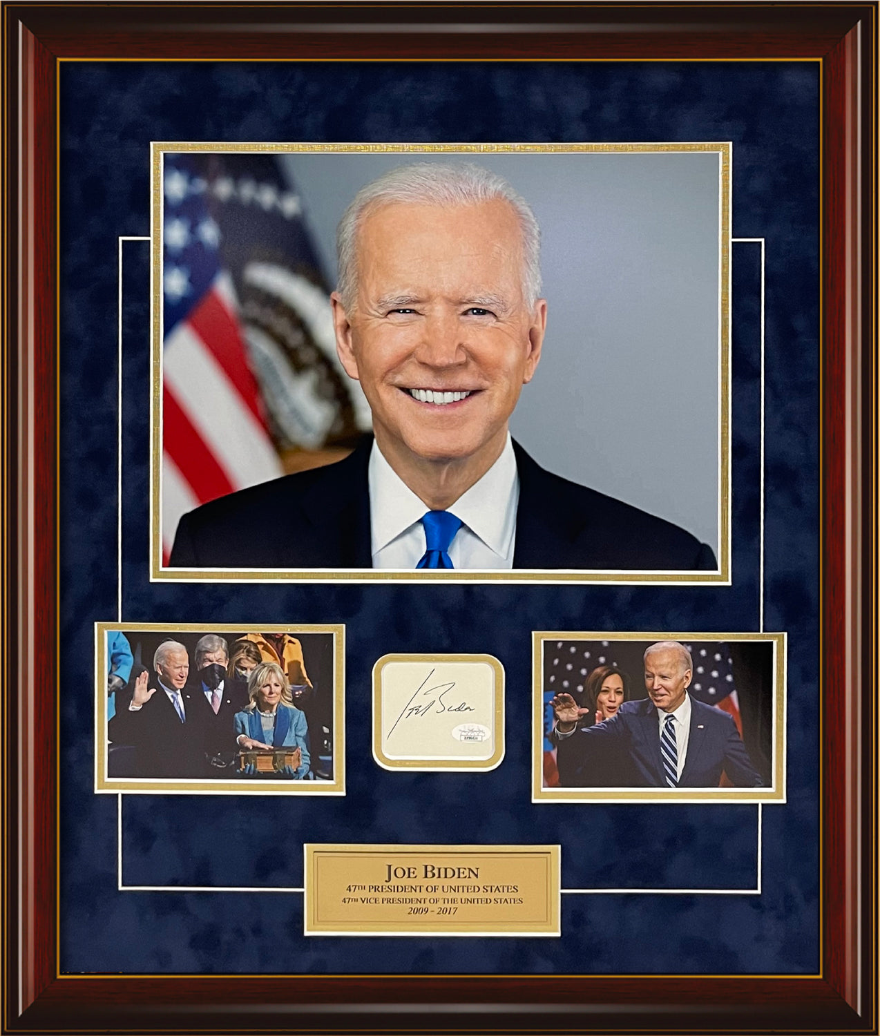 Joe Biden Autograph Cut Signature Collage 23x27 JSA Authentication