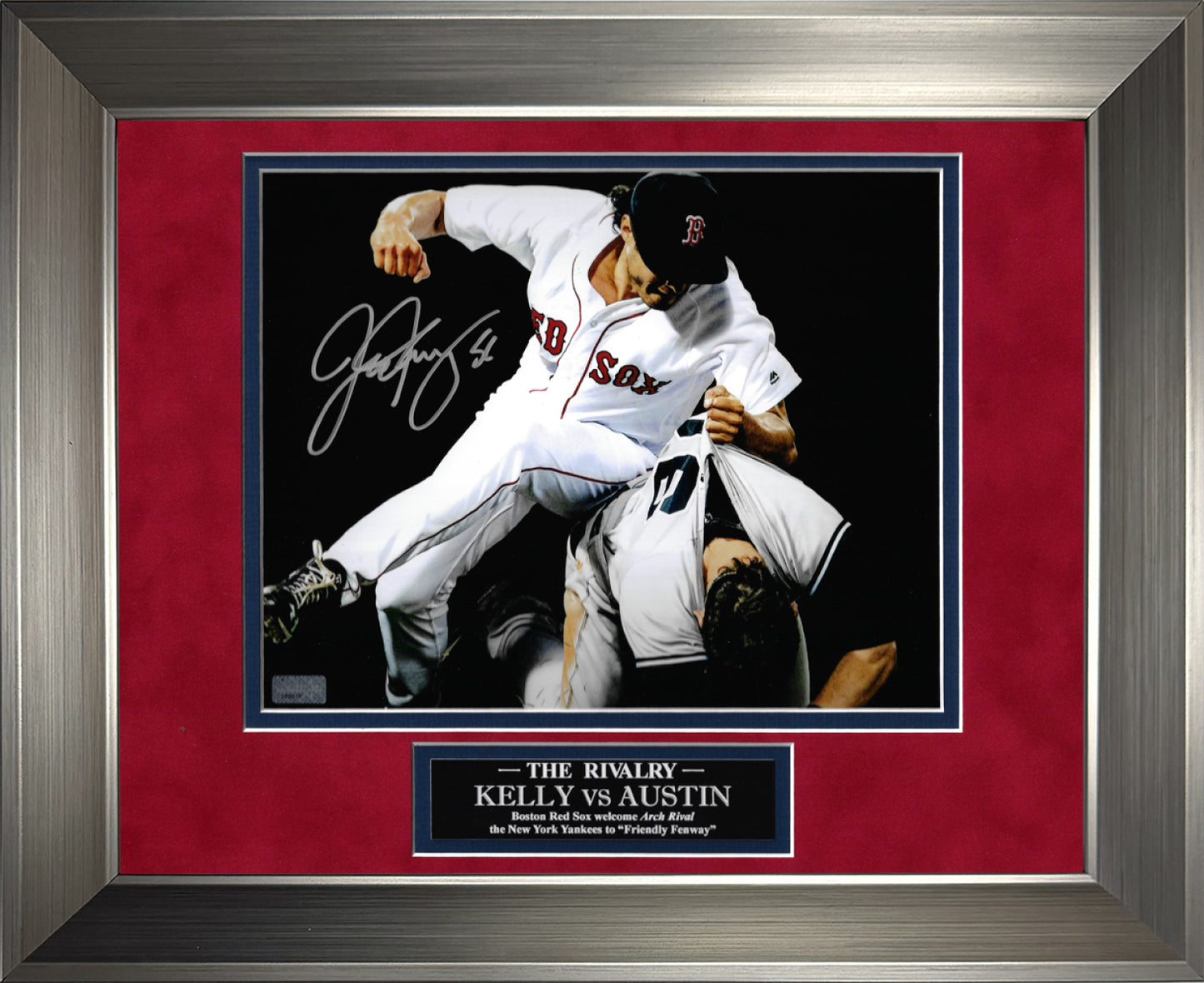 Joe Kelly Autograph 8x10 Photo - Fight Vs Yankees- Boston Red Sox - Framed 13x16 - New England Picture Authentication